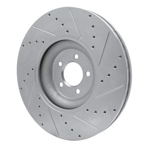Jaguar XF Brake Rotor (1) - Front Left - R1 Concepts - Drilled & Slotted - Silver - `10-`14